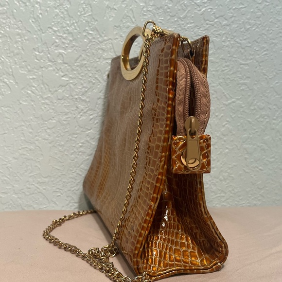 BELLINI Snakeskin Clutch Hand Bag in Yellow Gold - Picture 4 of 10